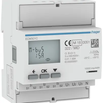 Contatore energia AMD HA ECM301C 3P indiretto x/5A M-Bus MID import+export 2T+2T 