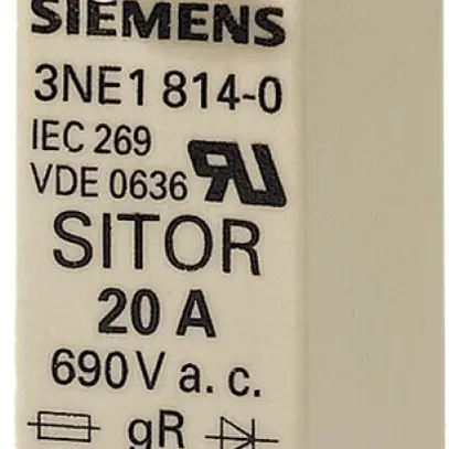 Fusible HPC Siemens SENTRON 3NE SITOR DIN-000 20A gS, voyant-détecteur frontal 