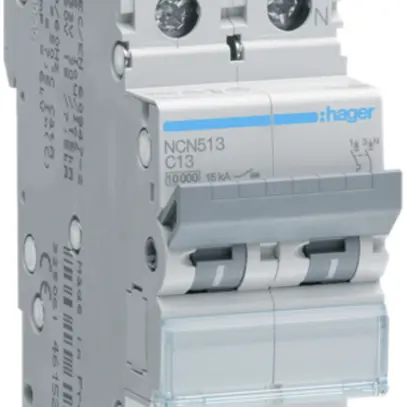 Disgiuntore Hager MCB 1P+N 415V tipo C 13A Icn 10kA 2UM 