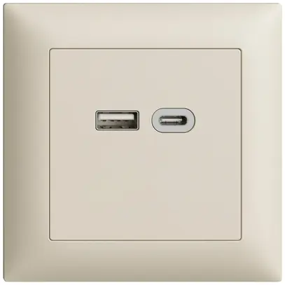 Prise ENC USB 18W type A + type C Feller EDIZIOdue FMI 230V 3600mA crema 