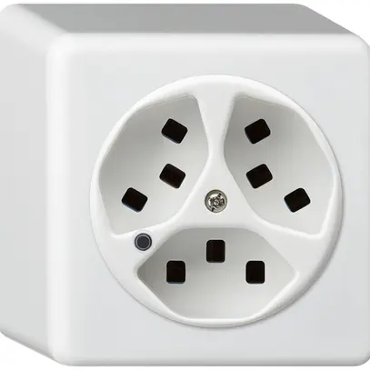 Presa AP Hager basico 3×tipo 23 illuminati Q bianco 