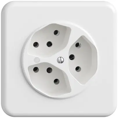 Presa INC Sdue QMI, 3×tipo 13, c.LED, c.piastra di copertura e di fissaggio, bi 