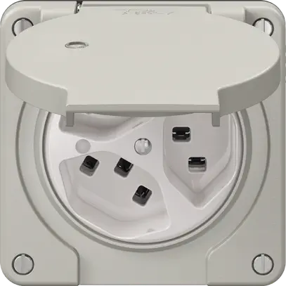 Steckdose NEVO N.CO, 3×T23, IP21, m.LED, lichtgrau 