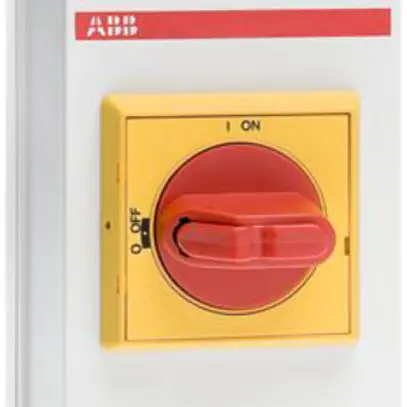 Interrupteur de sécurité DC AP ABB, 4P 25A 1000V plastique poignée rouge/jaune 