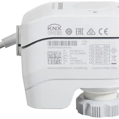 Servomoteur KNX Siemens SSA118.09HKN, 100N 1.2…6.5mm, M30×1.5, blanc 