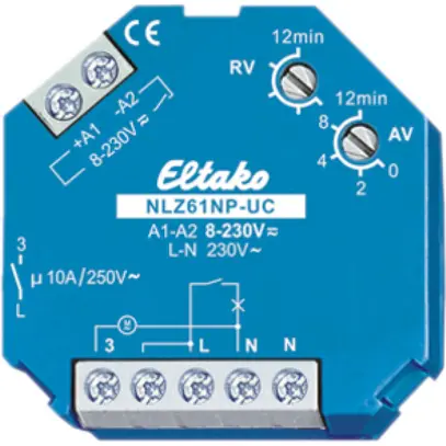 Interrupteur temporisé AMD Eltako 8…230VUC 1F, NLZ61NP-UC 