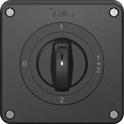 Interruttore rotativo NEVO N.CO 1/1 L, con manopola, KS, 0-1-1+2-2, nero 