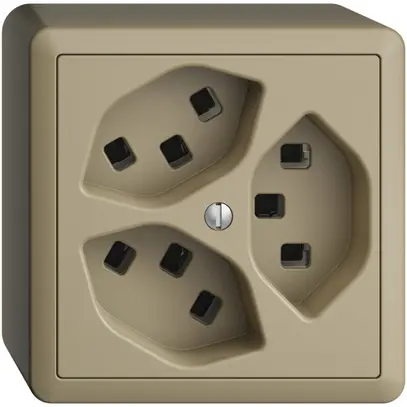 Prise AP 3×T23 16A EDIZIOdue sand, avec bornes enf. 