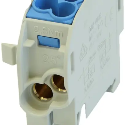 Bloc répartiteur type C 2×25/2×16mm² 100A CU bleu 