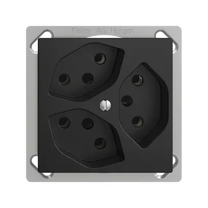 EB-Steckdose EDIZIOdue 3×T13 schwarz 