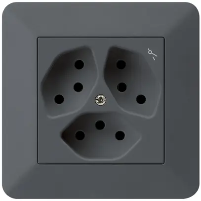 Prise ENC kallysto.trend 3×T13 anthracite avec sécurité enfants 