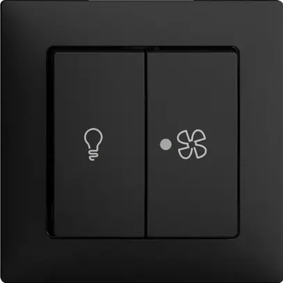 Interr. per luce e ventilazione EDIZIOdue nero LED giallo 