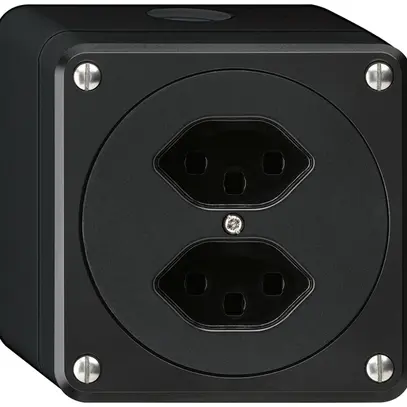 Presa AP robusto 2×tipo 23 nero senza copercchio 