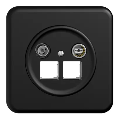 Presa multimedia ENC Sdue QMI EASYNET 19dB, p.2×RJ45 S-One, nero 