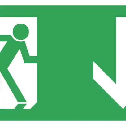 Pittogramma via di fuga verso il basso, per CFE 8 e CFE 9-11 