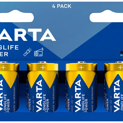 Batteria VARTA Consumer Longlife Power D alcalina al Mn 1.5V blister a 4 pezzi 