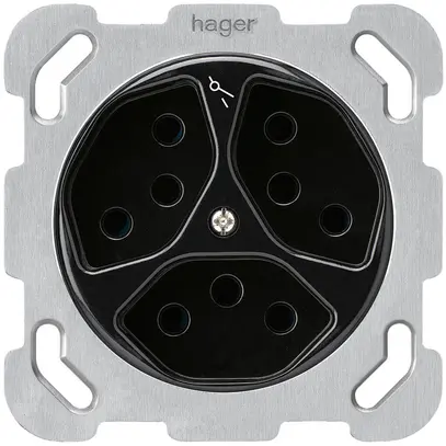 Inserto per presa INC basico 3×tipo 13/1 nero con protezione bambini 