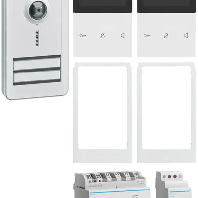 Set Video elcom.home, für 2Wohnungen Innenstation weiss/Aussenstation weiss 