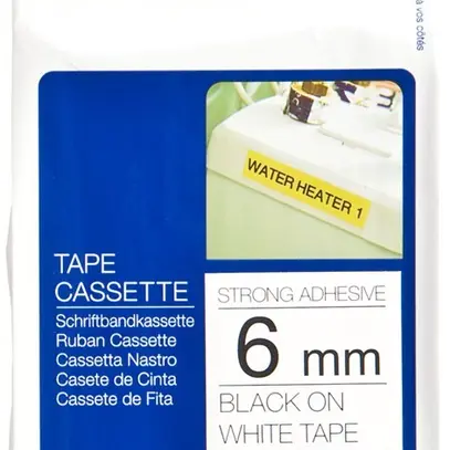 Cassette ruban Brother TZe-S211 6mm×8m blanc/noir 