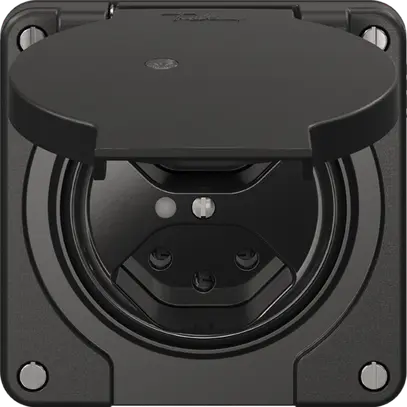 Prise NEVO N.CO, 2×T13, IP21, a.LED, noir 