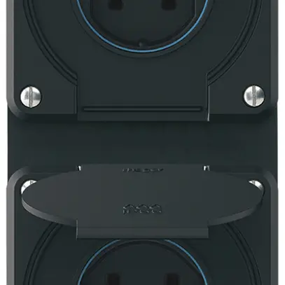 Combinazione INC robusto 2×1, 2×presa T25 IP55 nero 