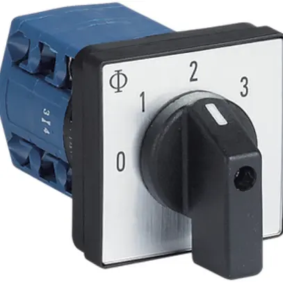 Interruttore rotativo INS K&N, 20A/690V 5/1L, manopola ne 48×48mm Ø6mm "0-1-2-3" 