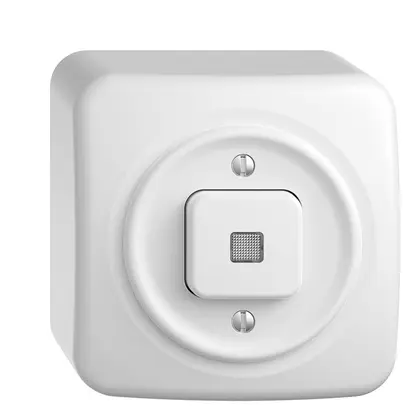 Interr.puls.lum.AP STANDARDdue 6/1L bianco, con lente, LED giallo 