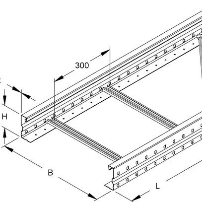 Canale portacavi Niedax 105×300×6000mm, perforato, acciaio, zincato a caldo 