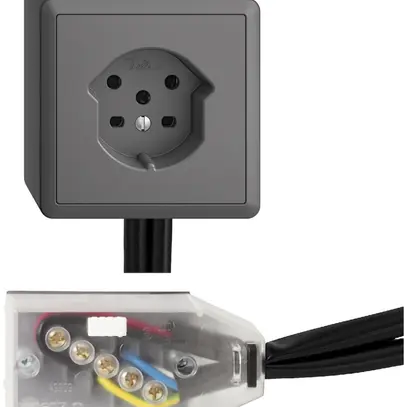 Prise AP EDIZIOdue T15 gris foncé Snap pour câble plat Technofil 