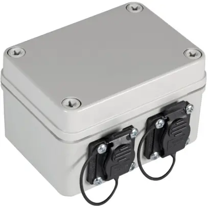 Boîtier AP Heiniger, 2×RJ45 cat.6As inc. presse-étoupes M16 et modules, IP67 