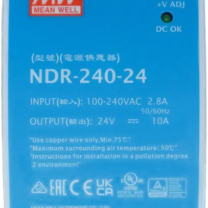 Alimentation INC MEAN WELL NDR-240-24 IN: 90…264VAC OUT: 24VDC/240W 63mm 