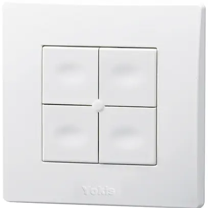Émetteur mural RF AP Yokis TLM4T45P, 4 touches 2.4GHz 250m 