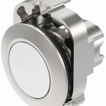 Interruttore INS EAO45, R, bianco, anello grigio sabbia, piatto 