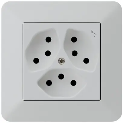 Prise ENC kallysto.trend 3×T13 gris clair avec sécurité enfants 