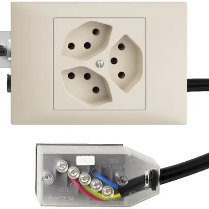 Prise INC EDIZIOdue 3×T13 L1 crema, 45…69mm pour câble Technofil 