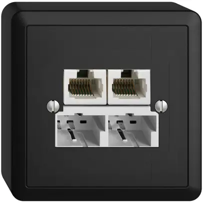 Presa AP SOHO 2×TT/2×RJ45/u sep.ITplus EDIZIOdue nero 