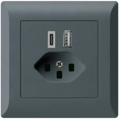 Presa di carica USB INC kallysto.line 18W PD 1×tipo A 1×tipo C T23 antracite 