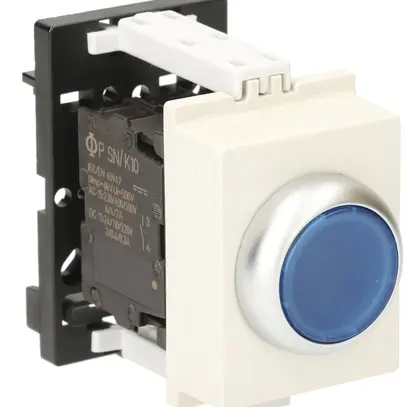 Poussoir lumineux AMD K&N, 24VAC/DC, 1F 6A, 2UM, calotte bleu 