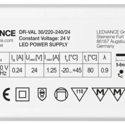 Convertitore LED LDV VALUE, 24V 30W 142×45×30mm 
