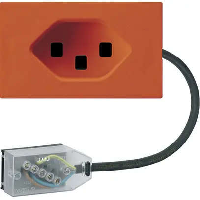 Presa INS 1×tipo 23 Hager FLF per cavo piatto Technofil L3 arancione 