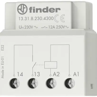 Relè commutazione INS Finder 13.31, 1Ch 12A/12VAC AgSnO2, 39×37×23mm 