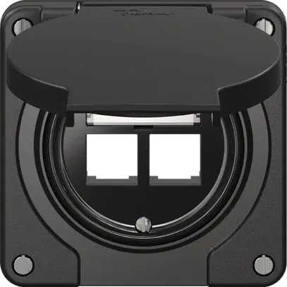 Kit de montage Feller S-One EASYNET N.CO, pour 2×RJ45, profondeur 28 mm, noir 