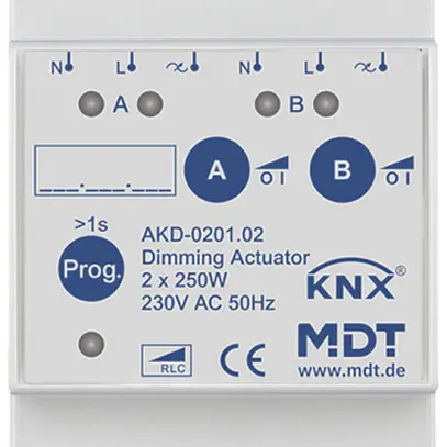 Actionneur-variateur KNX AMD MDT AKD-0201.02 2-can 2…250W 230VAC 3UM 