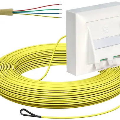 Scatola svolgicavo FTTH kit AP, 2×LC-DX, 2.3mm, 20m, giallo, Dca 