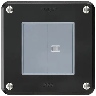 Interrupteur ENC robusto IP55 schema 3/contact à poussoir 1×lumineux noir 