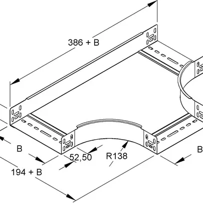 Pièce en T pour chemin de câbles 600×60mm zing.send. 