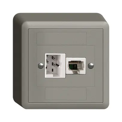 Prise AP xDSL RJ45/TT83 gris foncé, ITplus EDIZIOdue, avec filtre 