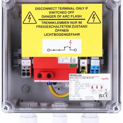 Coffret de raccordement générateur DEHN/elvatec SE DCU 2 YPV 1+2 1000 1M 2S FM 