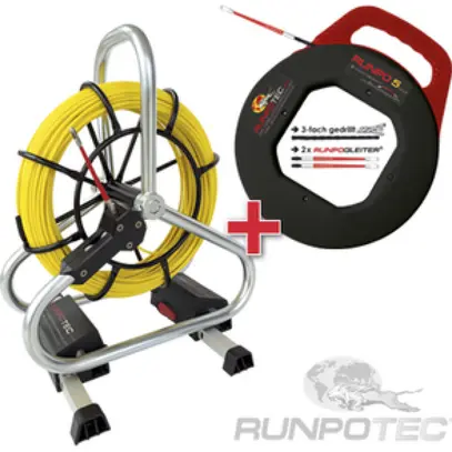 Kit azione Profi-Set bobina, asta fibra di vetro, Runpo attorcigliato 