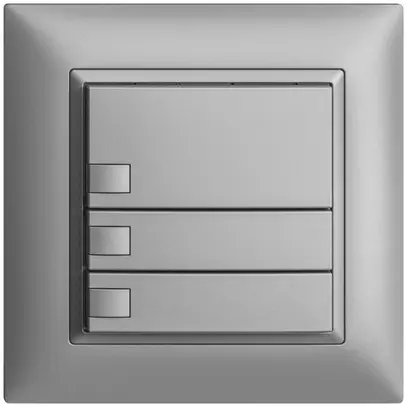 Poussoir univ. ENC 3×1t bornes enf. EDIZIOdue silver, sans LED 